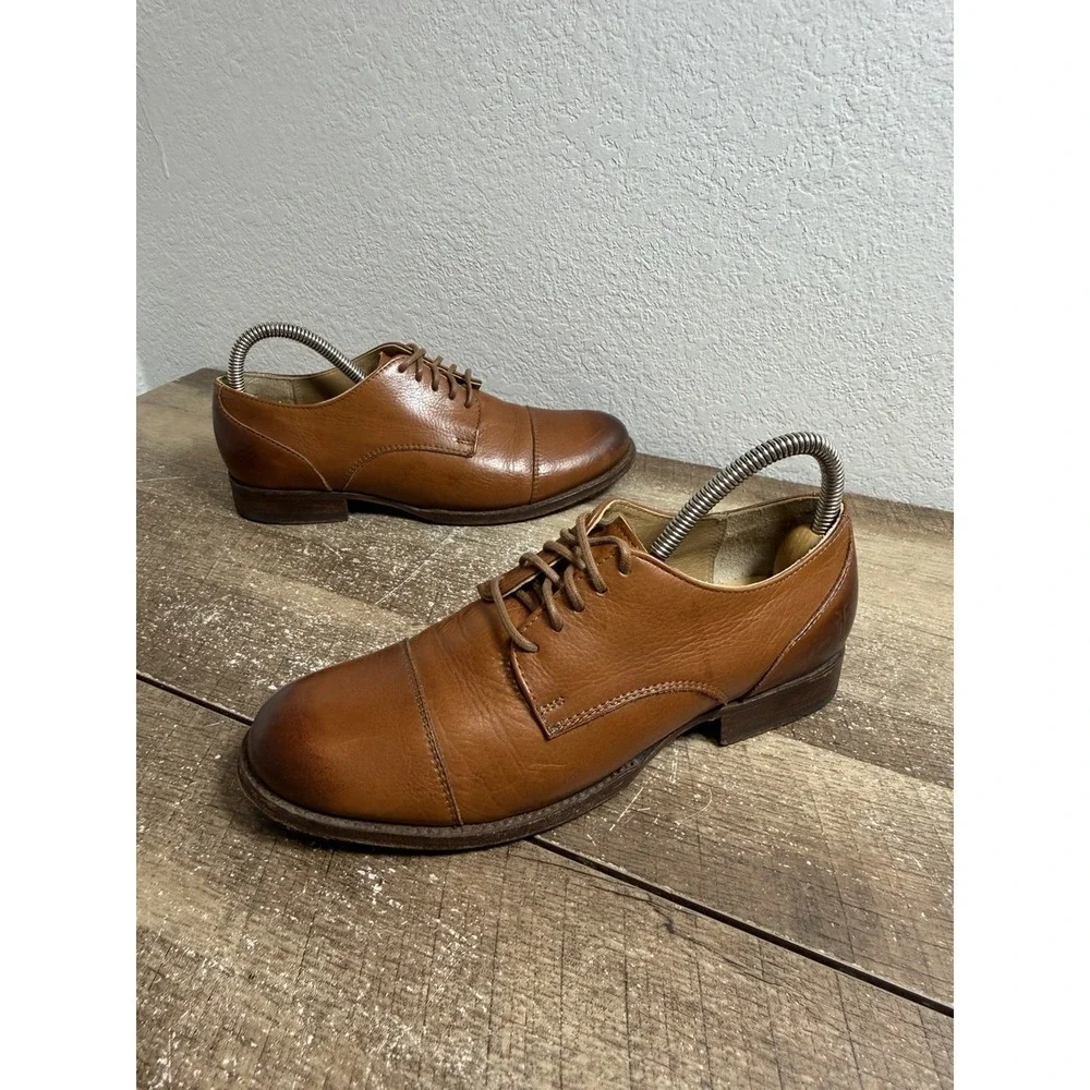 Frye Mens‎ Leather Oxford Dress Shoes Brown Cap Toe Classic 74299 Size 7.5 B